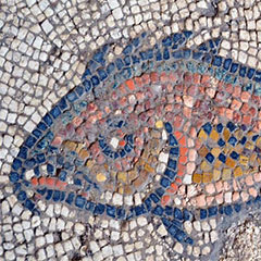 mosaico pez rojo Villa Romana Salar